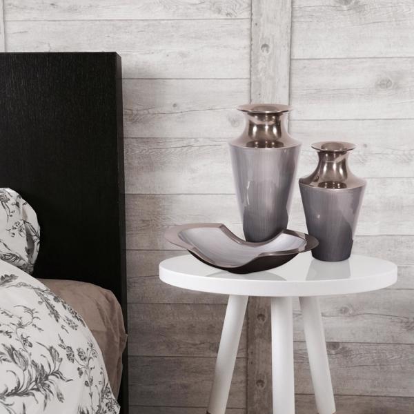 Vinyl Wall Covering Accessories Accessories Flared Aluminum Vase with Gray Glaze, Large