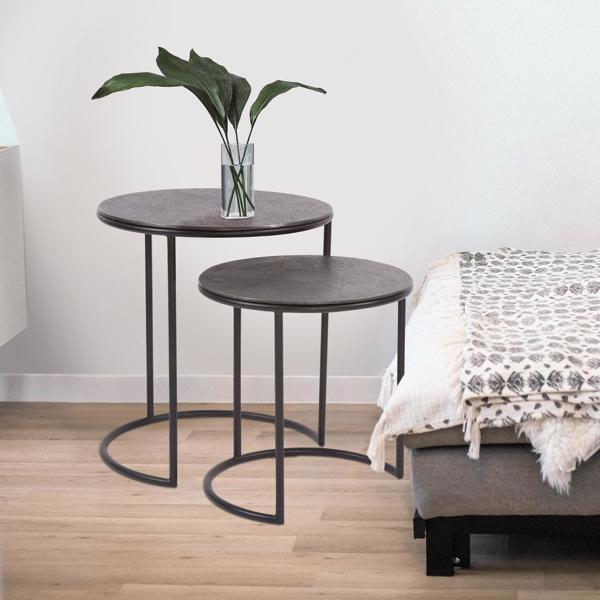 Vinyl Wall Covering Accent Furniture Accent Furniture Graphite Metal Round Nesting Table Set