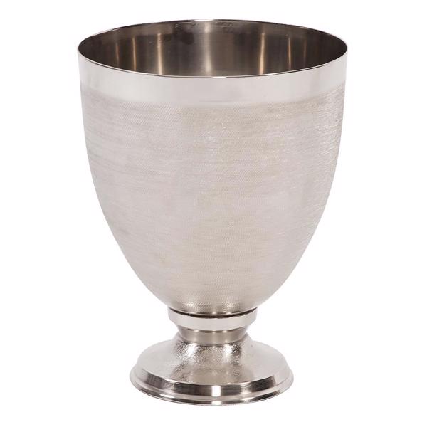 Vinyl Wall Covering Accessories Accessories Textured Silver Metal Goblet Vase, Large