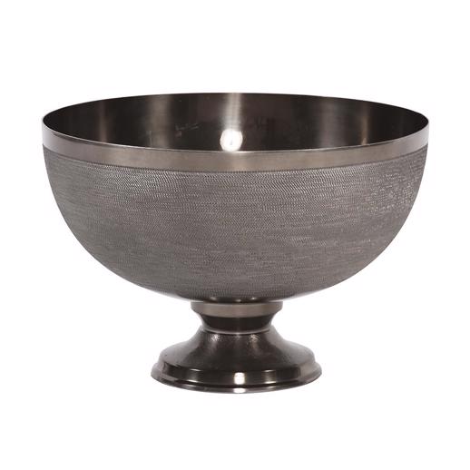  Accessories Accessories Textured Smoke Black Metal Footed Bowl, Small