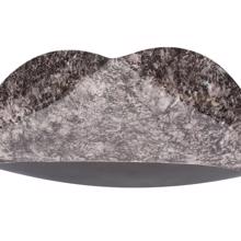 Flared Black Marbled Iron Plate, Small