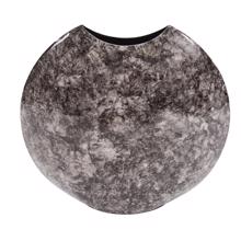 Round Black Marbled Iron Disc Vase, Small