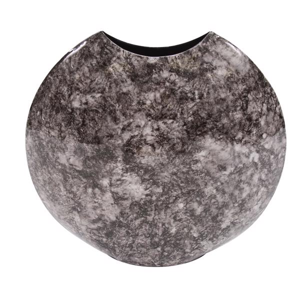 Vinyl Wall Covering Accessories Accessories Round Black Marbled Iron Disc Vase, Small