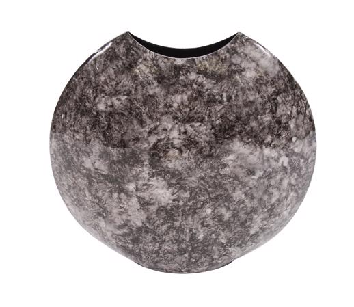  Accessories Accessories Round Black Marbled Iron Disc Vase, Small