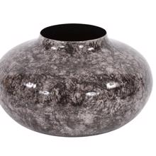 Round Black Marbled Iron Pod Vase, Large