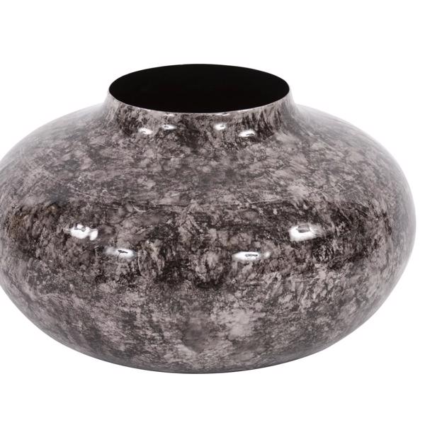 Vinyl Wall Covering Accessories Accessories Round Black Marbled Iron Pod Vase, Large