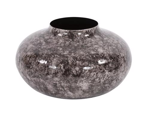  Accessories Accessories Round Black Marbled Iron Pod Vase, Large