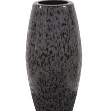 Chiseled Texture Black Iron Cylinder Vase, Large