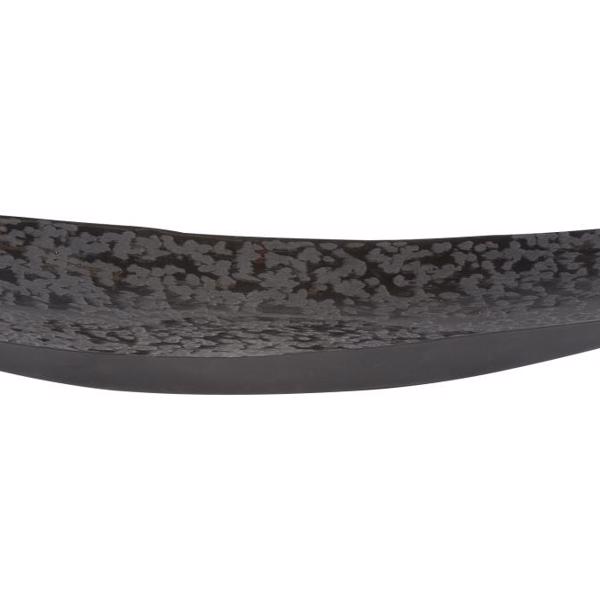 Vinyl Wall Covering Accessories Accessories Chiseled Texture Black Iron Elongated Tray, Small