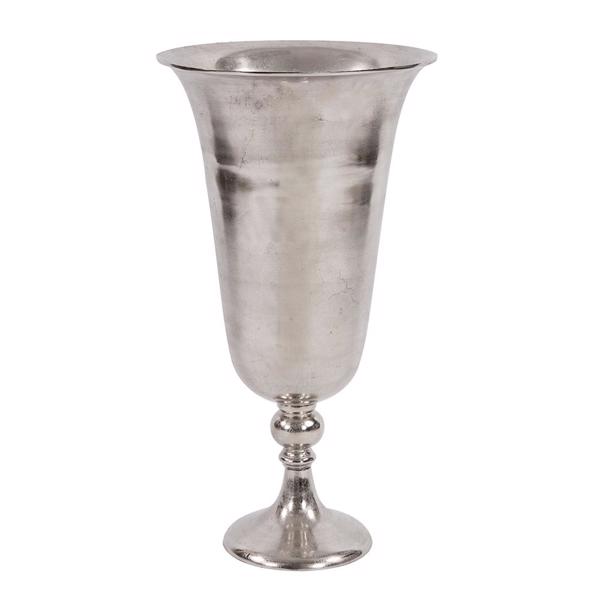 Vinyl Wall Covering Accessories Accessories Silver Aluminum Footed Oversized Vase, Large