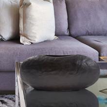 Hammered Organic Ebony Aluminum Canoe Vase, Large