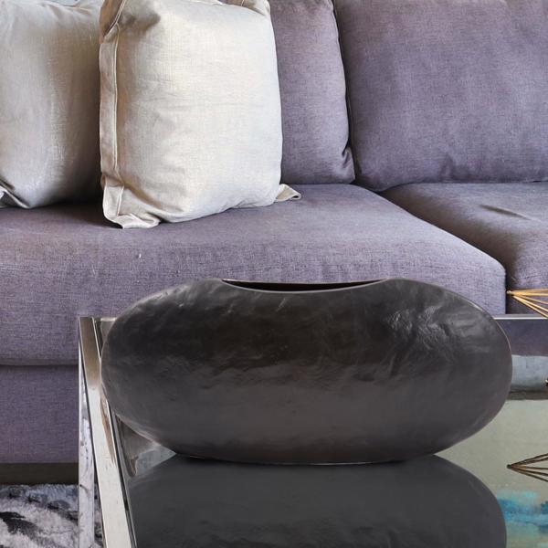 Vinyl Wall Covering Accessories Accessories Hammered Organic Ebony Aluminum Canoe Vase, Large