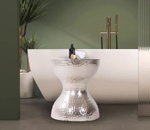  Accent Furniture Accent Furniture Espen Silver Hourglass Stool/Side Table