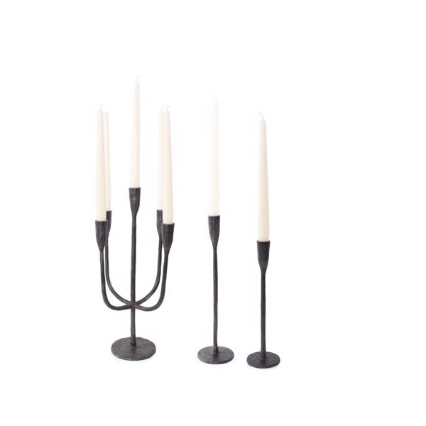 Vinyl Wall Covering Accessories Accessories Asher Sculpted Cast Aluminum Candlestick in Ebony,