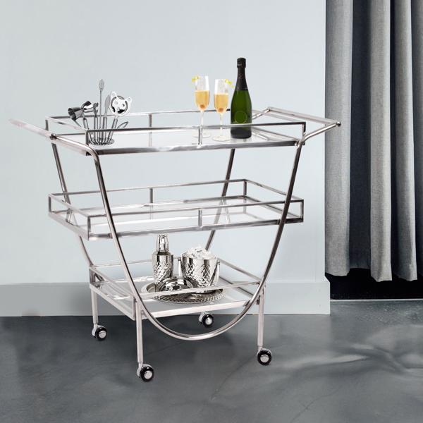 Vinyl Wall Covering Accent Furniture Accent Furniture Stainless Steel Bar Cart on Castors