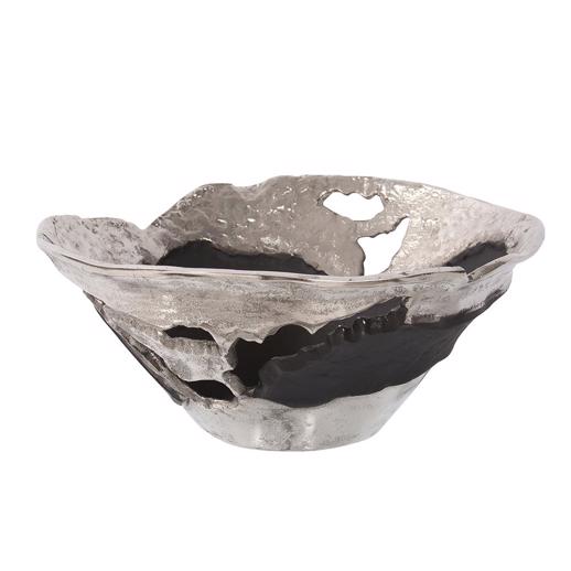  Accessories Accessories Contemporary Nickel and Black Bowl, Small