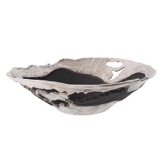  Accessories Accessories Contemporary Nickel and Black Bowl, Large