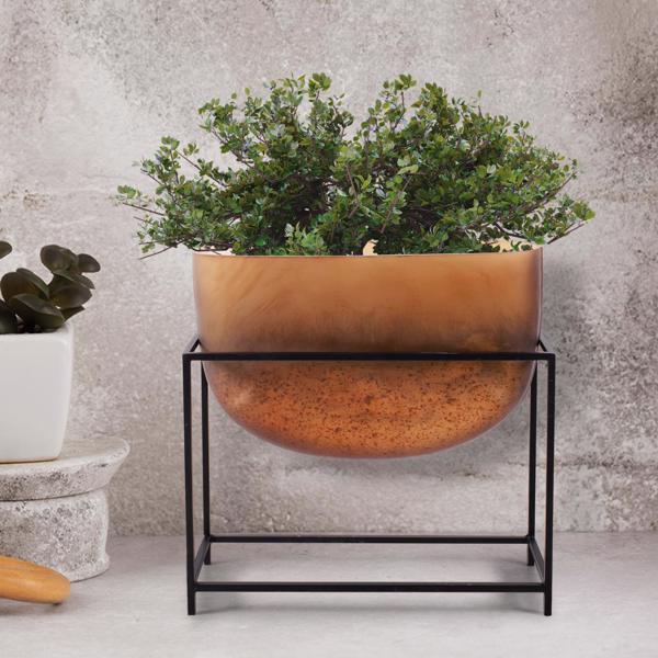 Vinyl Wall Covering Accessories Accessories Bronze Euler Wide Mouth Vase with Black Iron Stand