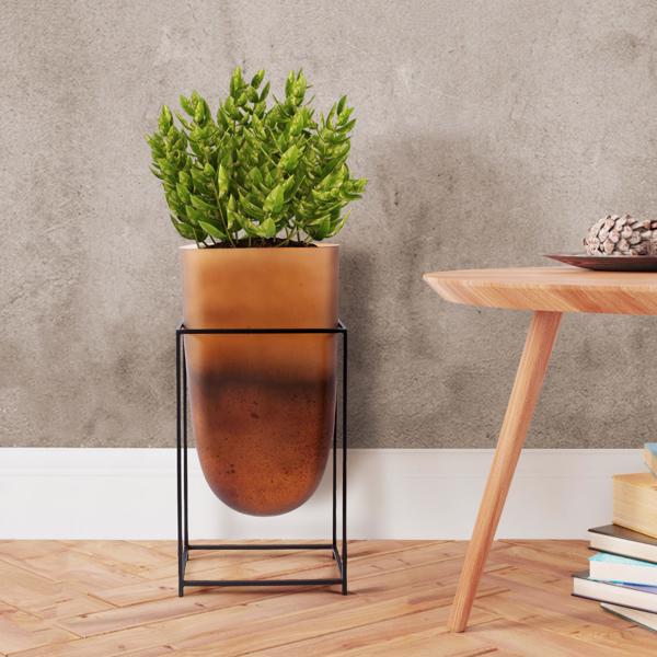 Vinyl Wall Covering Accessories Accessories Bronze Euler Vase with Black Iron Stand, Tall