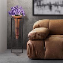 Bronze Euler Drop Vase with Black Iron Stand, Larg