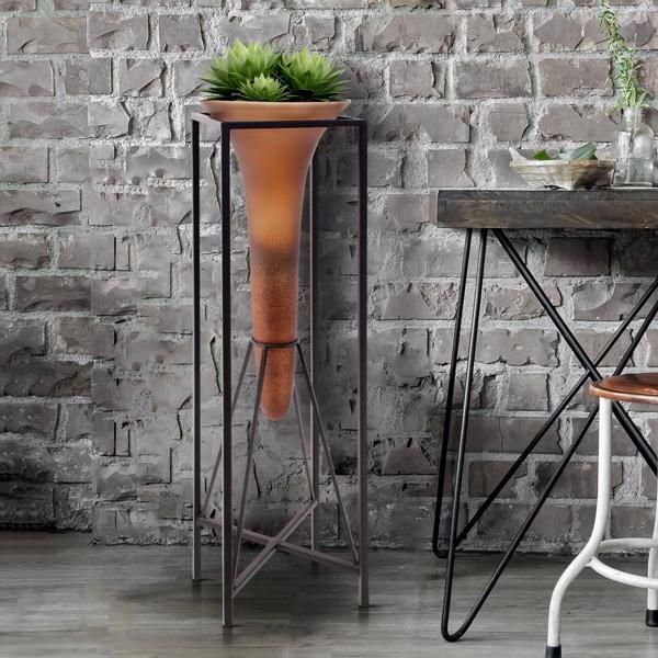 Vinyl Wall Covering Accessories Accessories Bronze Euler Drop Vase with Black Iron Stand, Extr