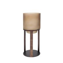 Bronze Bungoma Glass Candle Hurricane in Metal Stand- Short