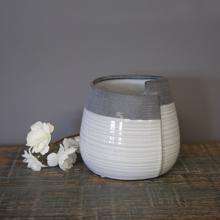 Rolled Two Tone Gray Vase, Small
