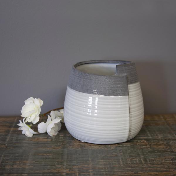 Vinyl Wall Covering Accessories Accessories Rolled Two Tone Gray Vase, Small