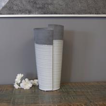 Rolled Two Tone Gray Vase, Large