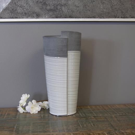  Accessories Accessories Rolled Two Tone Gray Vase, Large