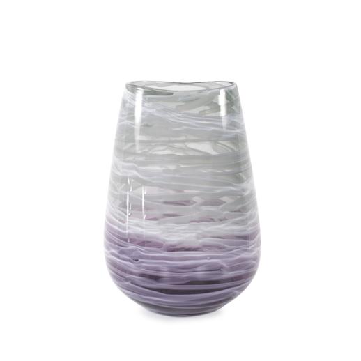 Accessories Accessories Swirled Smoke and Aubergine Torpedo Glass Vase- Short