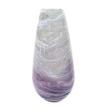 Swirled Smoke and Aubergine Torpedo Glass Vase- Tall