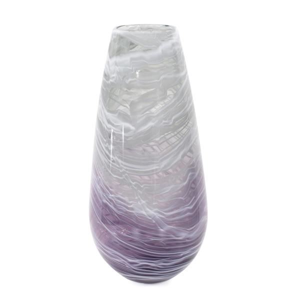 Vinyl Wall Covering Accessories Accessories Swirled Smoke and Aubergine Torpedo Glass Vase- Tall