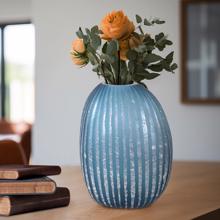 Yale Blue Asymmetrical Glass Vase, Medium