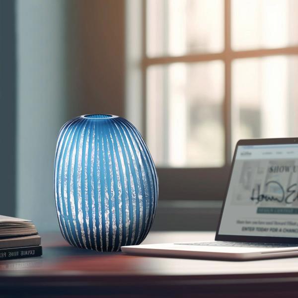 Vinyl Wall Covering Accessories Accessories Yale Blue Asymmetrical Glass Vase, Large