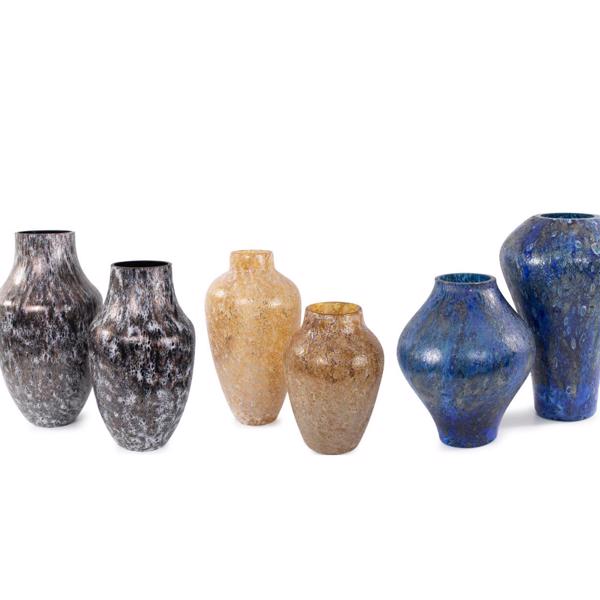 Vinyl Wall Covering Accessories Accessories Zynsky Art Glass in Deep Azure Blue, Tall