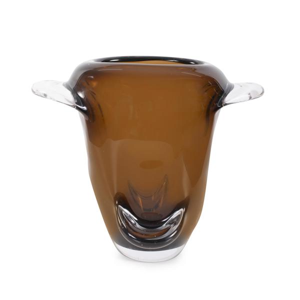Vinyl Wall Covering Accessories Accessories Smokey Umber Flared Edged Glass Vase- Short
