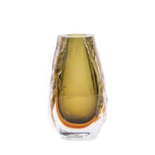 Dusty Olive Crystalized Glass Vase- Tall