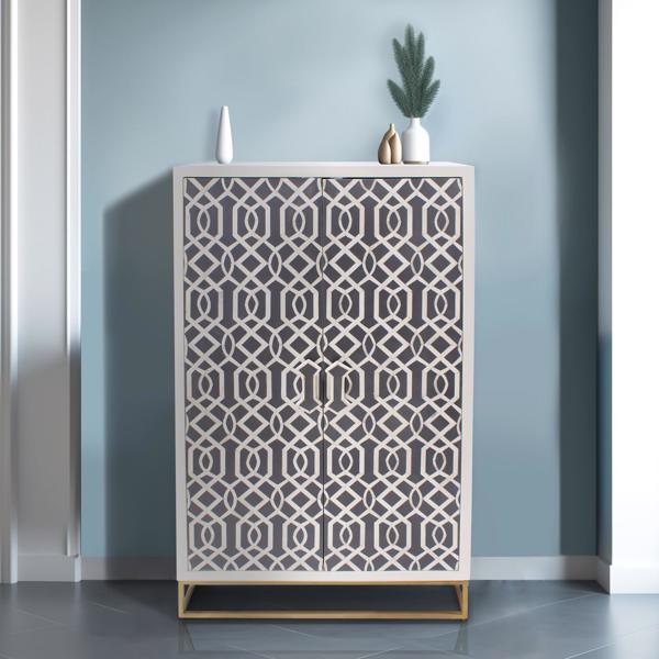 Vinyl Wall Covering Accent Furniture Accent Furniture Arrouge Tall Cabinet with Inlaid Bone