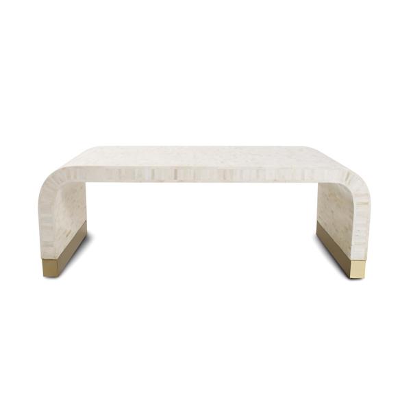 Vinyl Wall Covering Accent Furniture Accent Furniture Michelina Inlayed Bone and Brass Coffee Table