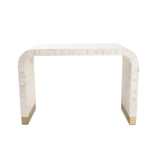 Vinyl Wall Covering Accent Furniture Accent Furniture Michelina Inlayed Bone and Brass Console