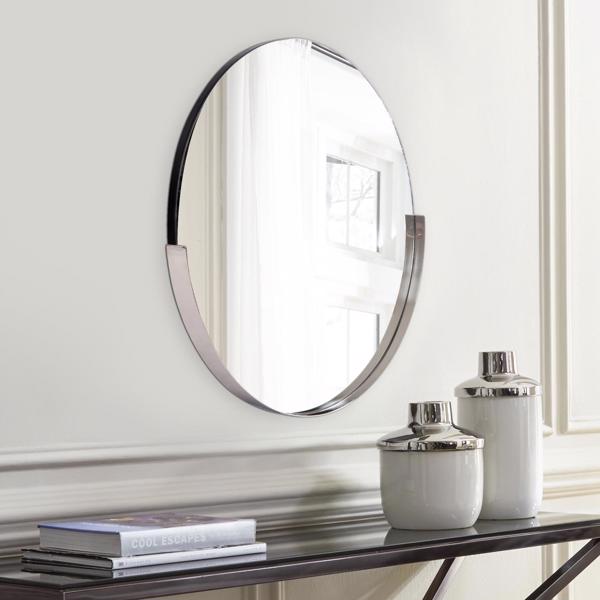 Vinyl Wall Covering Mirrors Mirrors Dante Stainless Steel Round Silver Mirror
