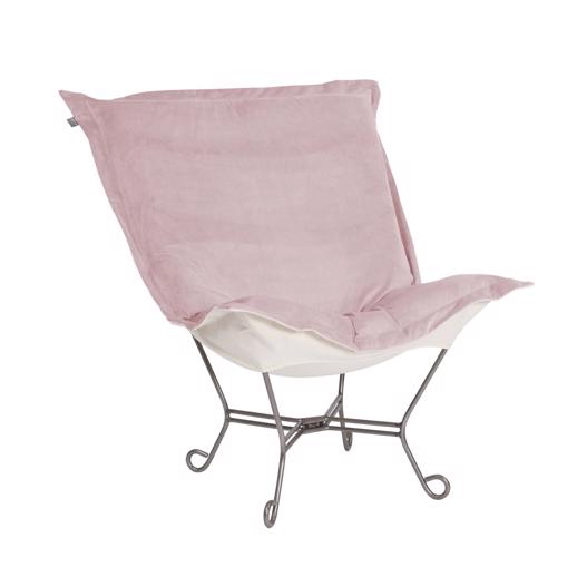  Accent Furniture Accent Furniture Scroll Puff Chair Bella Rose Titanium Frame
