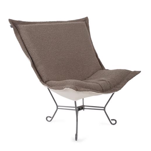  Accent Furniture Accent Furniture Scroll Puff Chair Titanium, Barbet Chocolate/Natur
