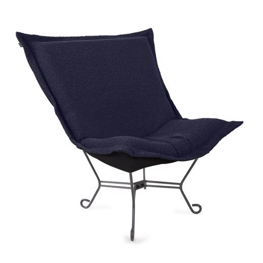  Accent Furniture Accent Furniture Scroll Puff Chair Titanium, Barbet Royal/Black