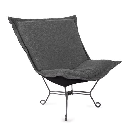  Accent Furniture Accent Furniture Scroll Puff Chair Titanium, Barbet Charcoal/Black