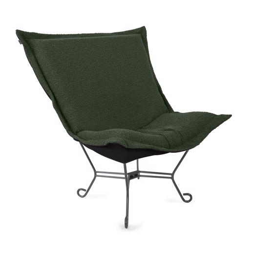  Accent Furniture Accent Furniture Scroll Puff Chair Titanium, Barbet Forest/Black
