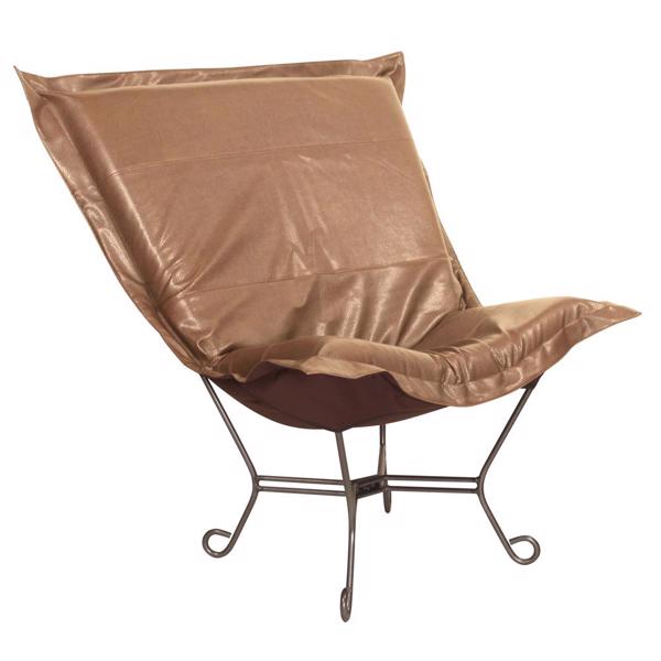 Vinyl Wall Covering Accent Furniture Accent Furniture Scroll Puff Chair Avanti Bronze Titanium Frame