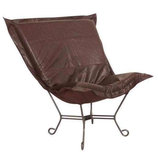  Accent Furniture Accent Furniture Scroll Puff Chair Avanti Pecan Titanium Frame