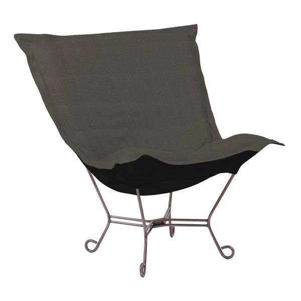 Vinyl Wall Covering Accent Furniture Accent Furniture Scroll Puff Chair Sterling Charcoal Titanium Frame